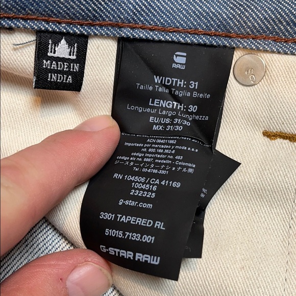 🌟 G-Star RAW 3301 tappered 31x30 light blue jeans new NWOT 🌟 - Picture 6 of 6
